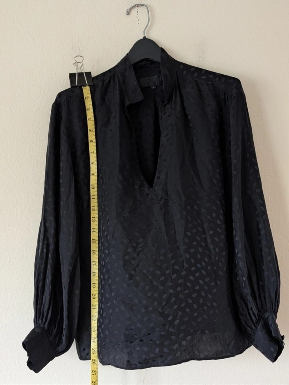 Nili Lotan Black V-Neck Silk Blouse